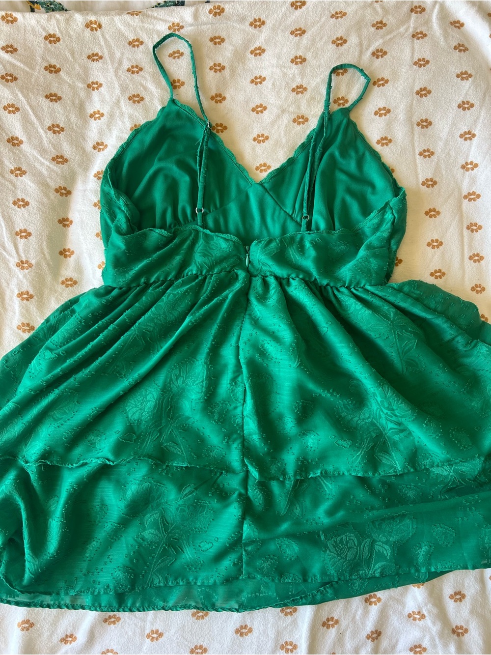 wild fable Emerald Green Satin Mini Dress with Lace-Trim Bodice - Picture 3 of 6